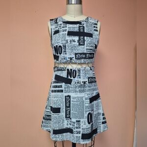 H&M Black and White Print Mini Dress